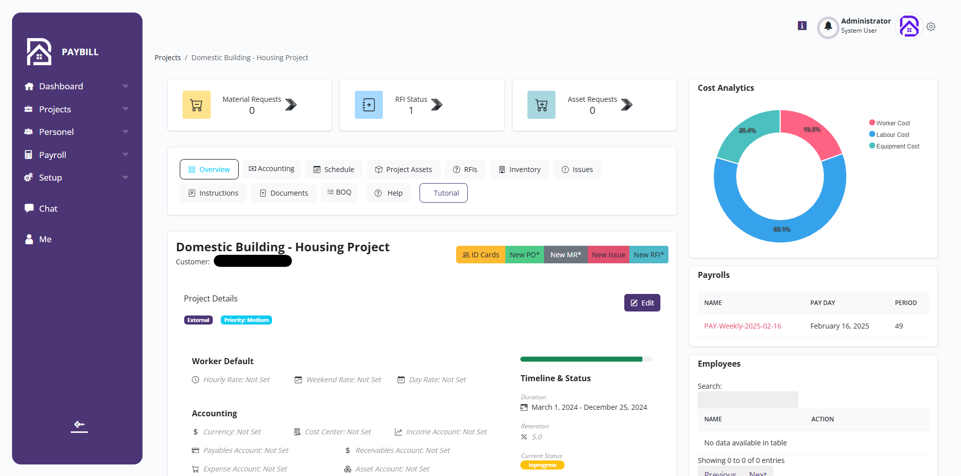 Paybill Project Dashboard